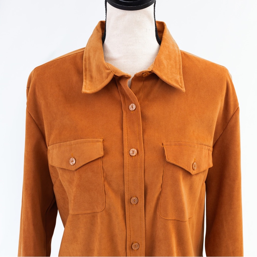 Faux suede button down shirt western NY & Co L